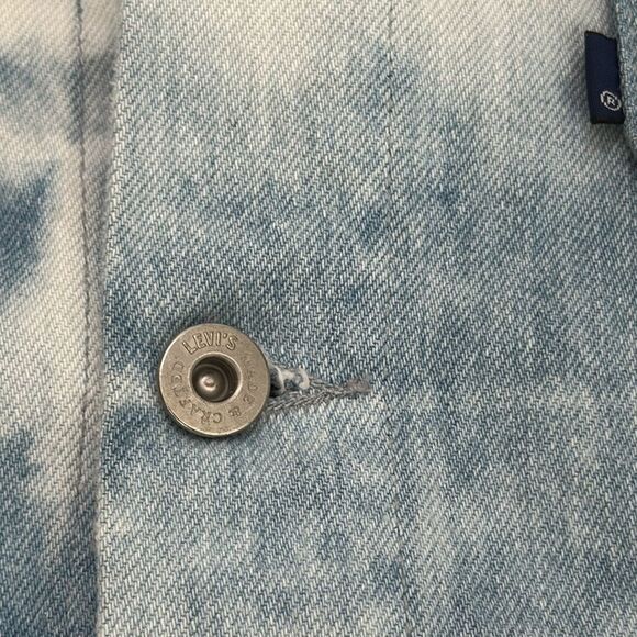 Levi's Made & Crafted Boxy Tie Dyed Denim Trucker Jacket Blue White Size 0 - Picture 6 of 12